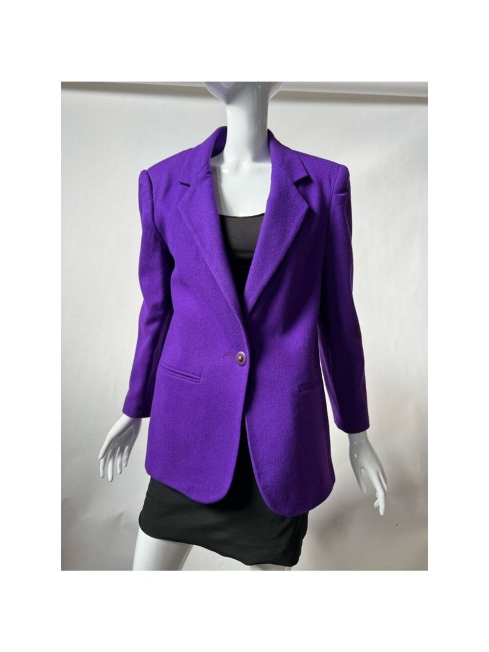 Vintage Purple Wool Blazer Womens Tailored  Jacket With Pockets Size 8P